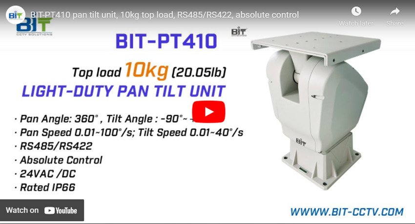BIT-PT410 panlutningsenhet, 10kg toppbelastning, RS485/RS422, absolut kontroll